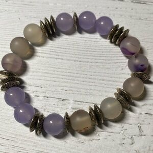 Lavender Agate + Chevron Matte Amethyst Bracelet